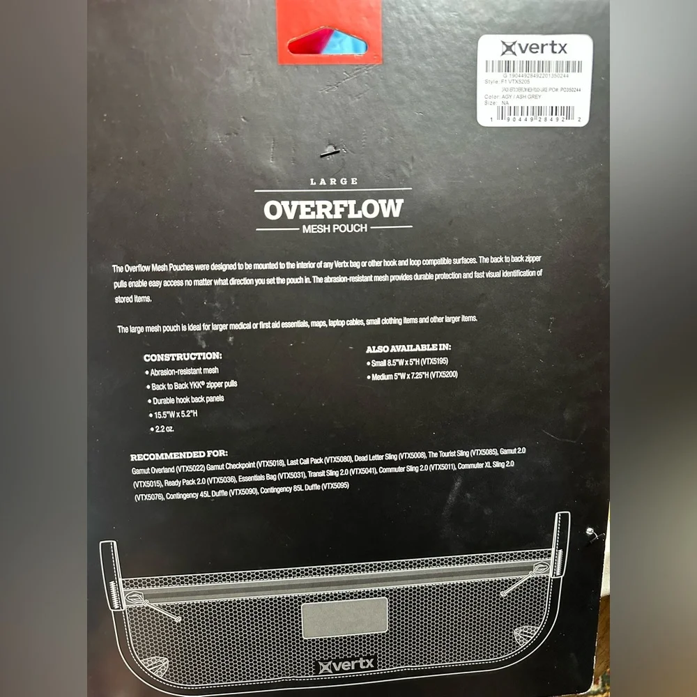 NWT Vertx 2-Pack Large Overflow Mesh Pouch - Picture 2 of 4